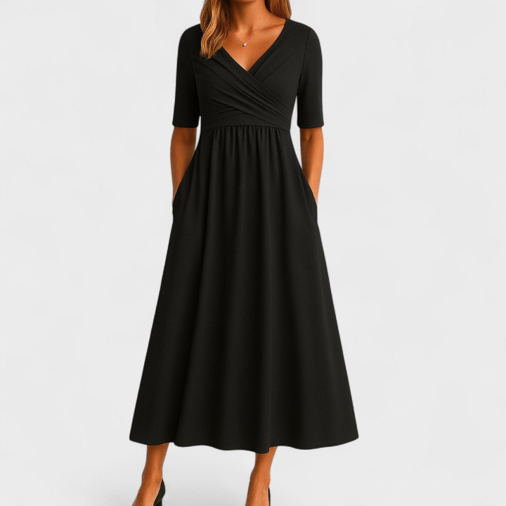 Anneliese™ | Women's Soft V-Neck Midi Dress