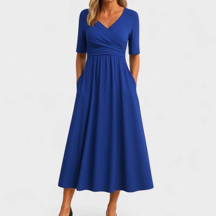 Anneliese™ | Women's Soft V-Neck Midi Dress