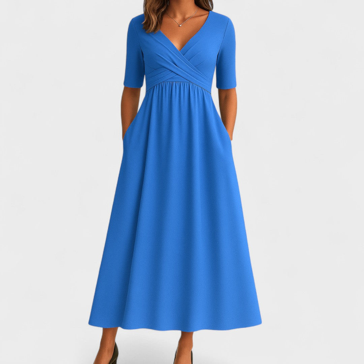 Anneliese™ | Women's Soft V-Neck Midi Dress