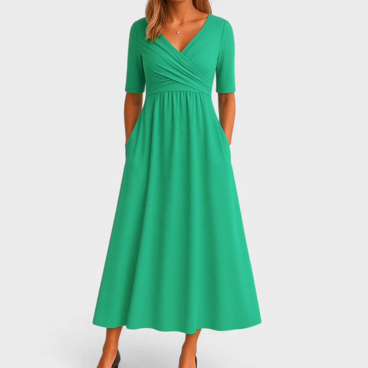 Anneliese™ | Women's Soft V-Neck Midi Dress
