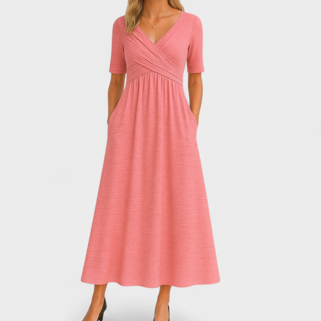 Anneliese™ | Women's Soft V-Neck Midi Dress