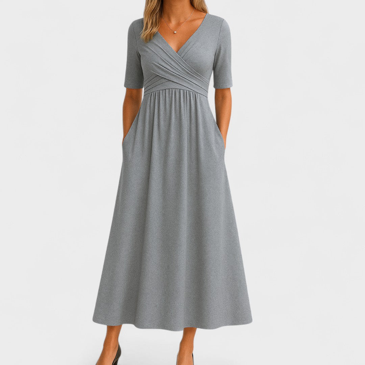 Anneliese™ | Women's Soft V-Neck Midi Dress