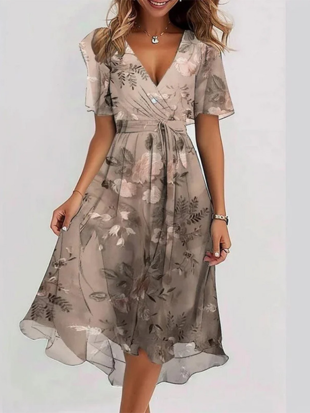 Anouk™ | Women's Chiffon V-Neck Midi Dress
