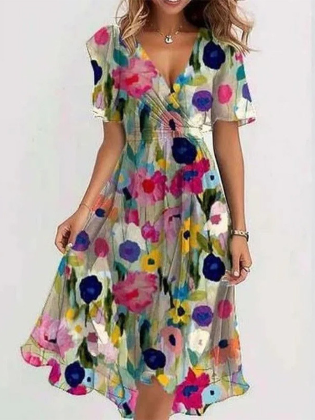 Anouk™ | Women's Chiffon V-Neck Midi Dress