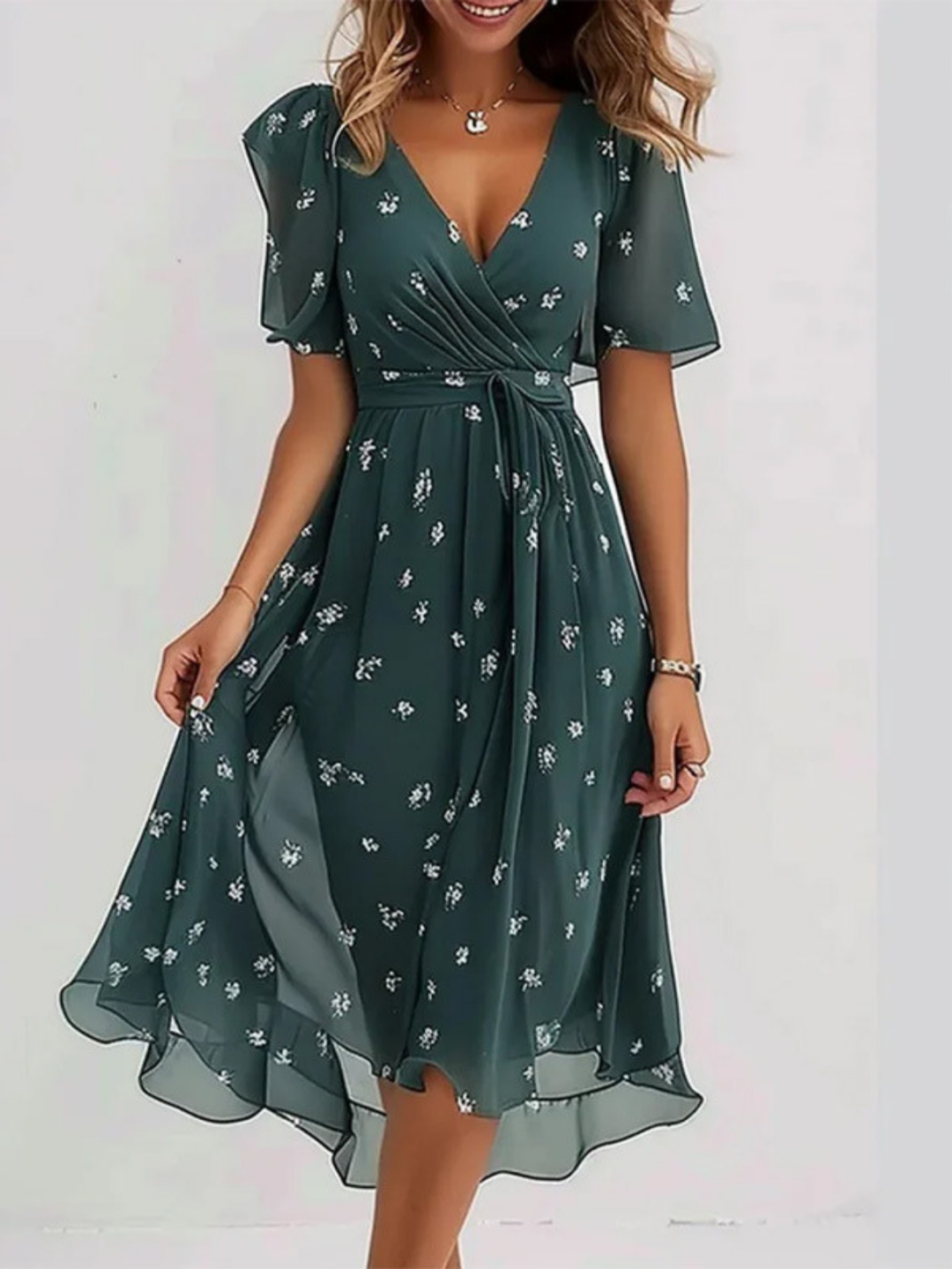 Anouk™ | Women's Chiffon V-Neck Midi Dress