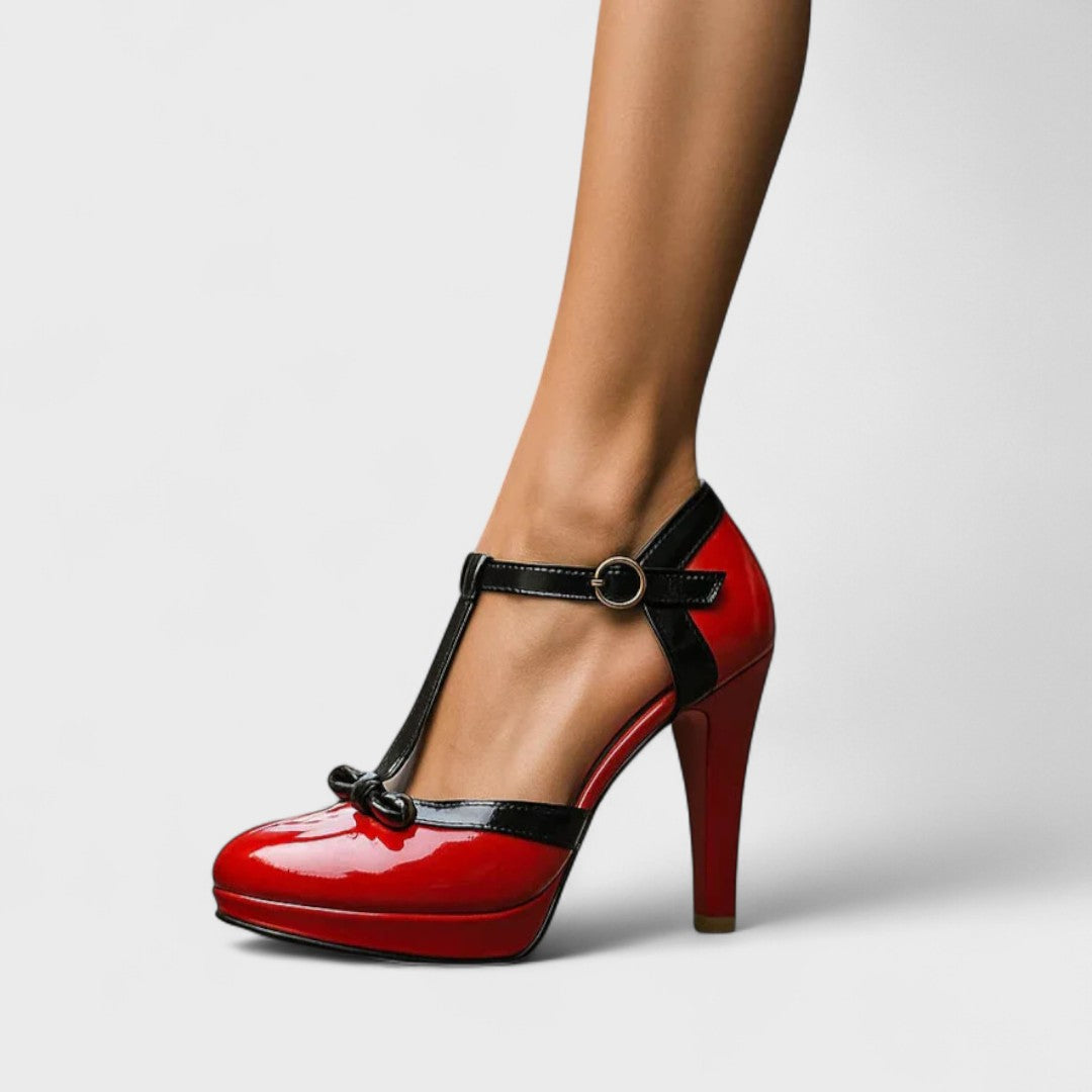 Anouk™ | Women's Leather T-Strap Bow Heels