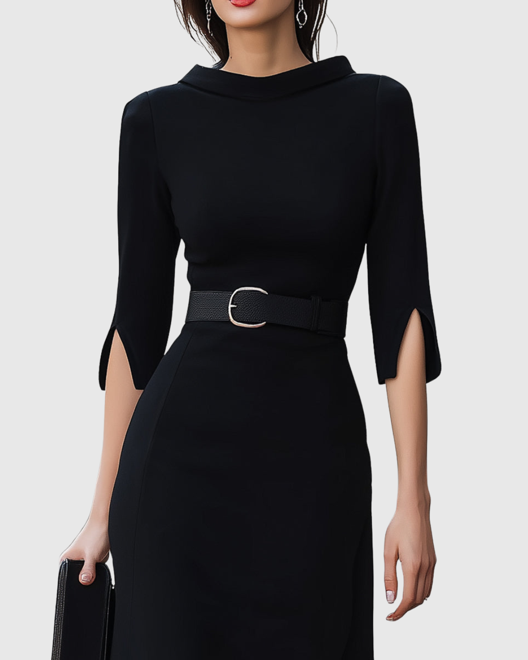 Audrey™ | Women's Elegant Belted Midi Dress