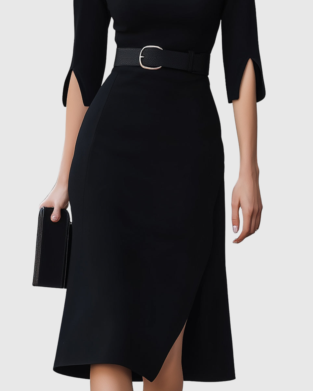 Audrey™ | Women's Elegant Belted Midi Dress