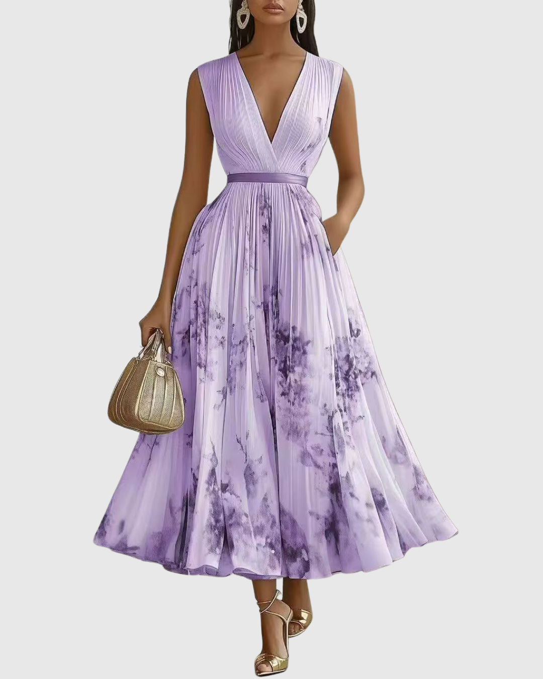 Brielle™ | Women's Satin Pleated Maxi Dress