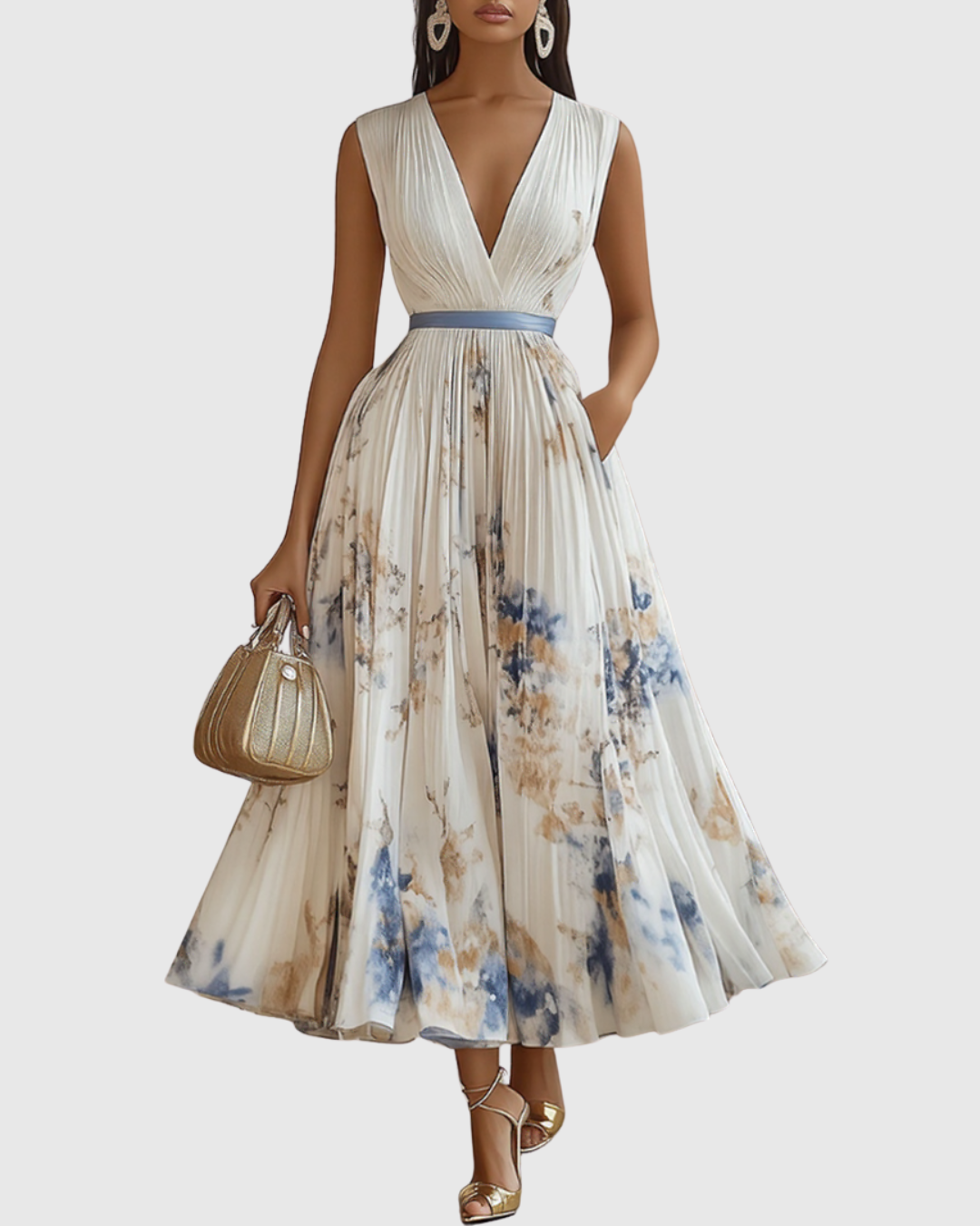 Brielle™ | Women's Satin Pleated Maxi Dress