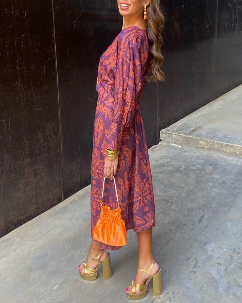 Cassia™ | Women's Elegant Printed Twist Midi Dress