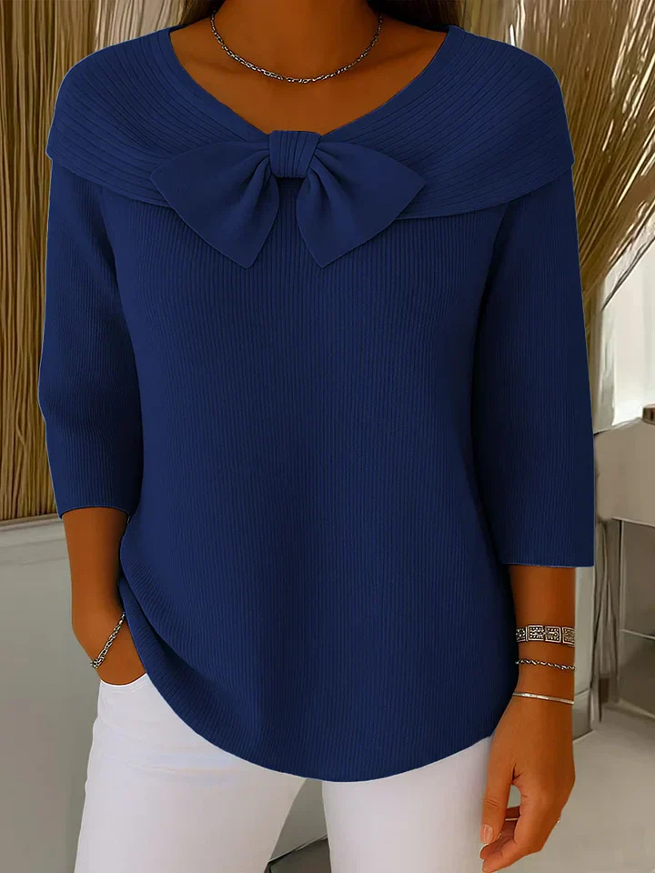 Coraline™ | Women's Soft Ribbed Bow Knit Top