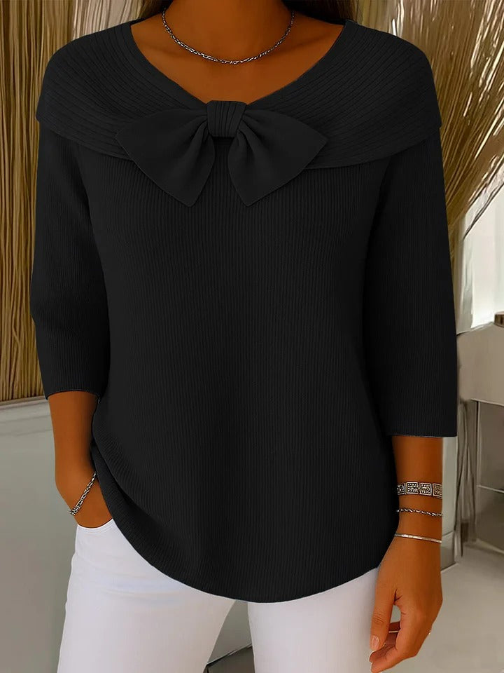 Coraline™ | Women's Soft Ribbed Bow Knit Top