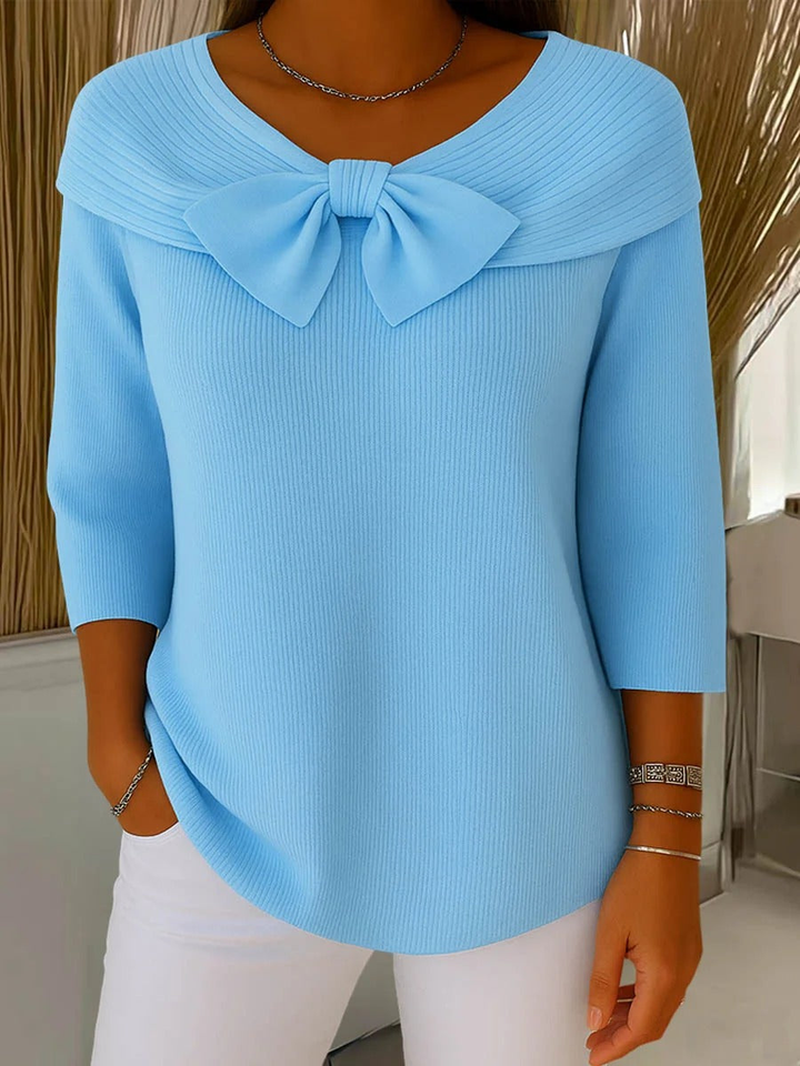 Coraline™ | Women's Soft Ribbed Bow Knit Top