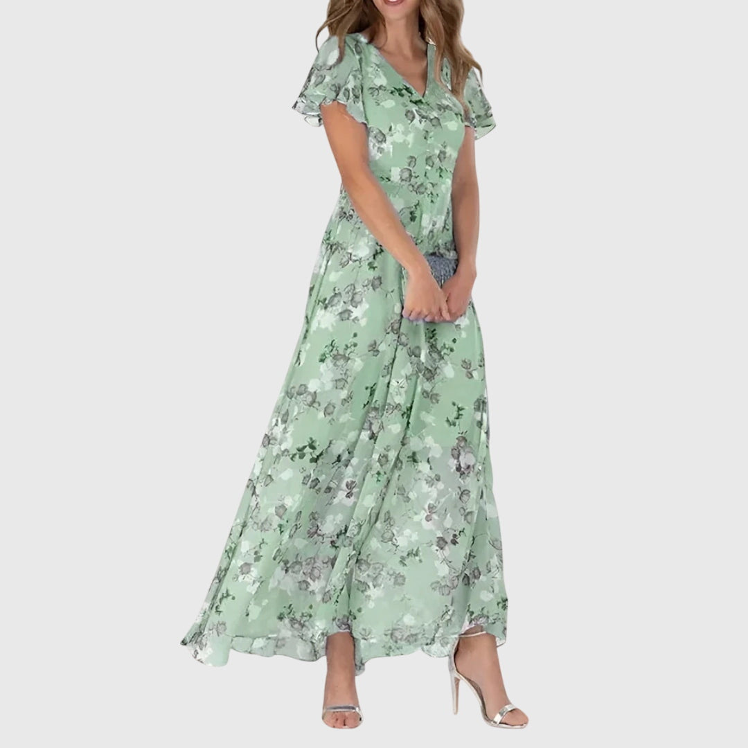 Cosima™ | Women's Chiffon V-Neck Maxi Dress