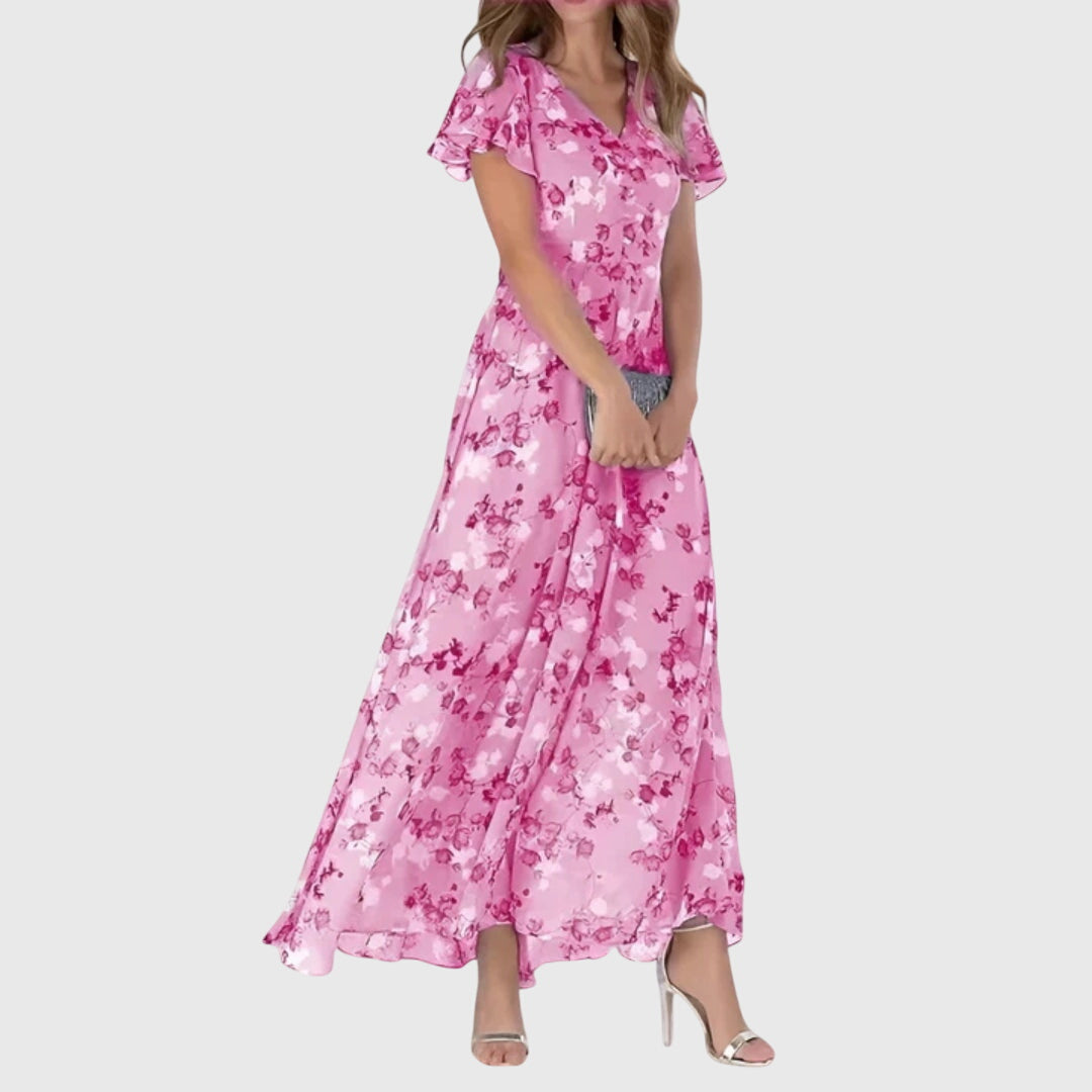 Cosima™ | Women's Chiffon V-Neck Maxi Dress