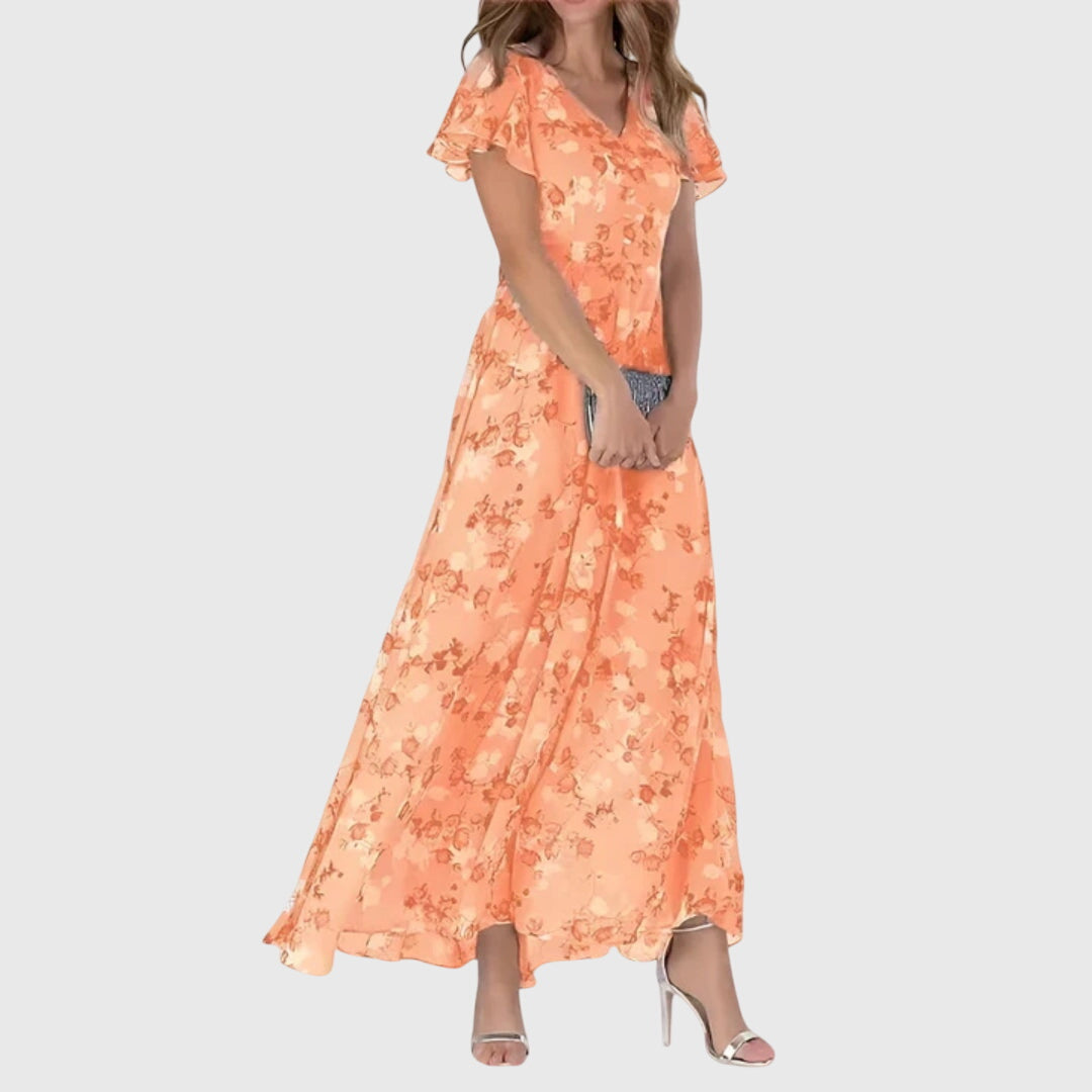 Cosima™ | Women's Chiffon V-Neck Maxi Dress