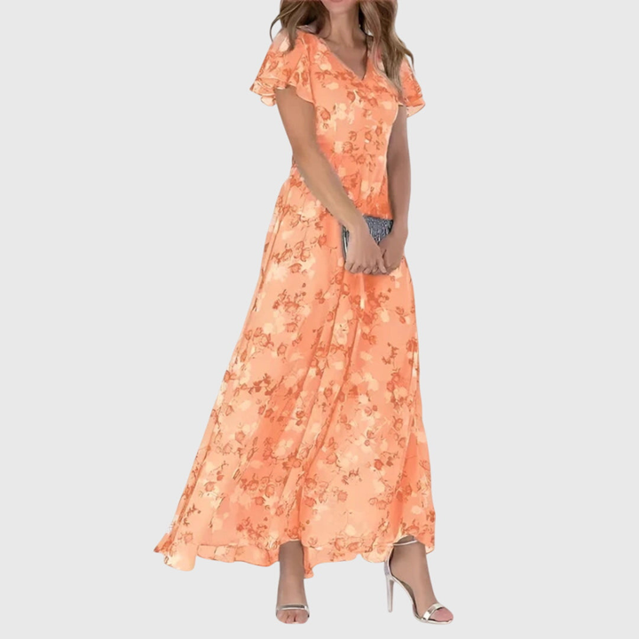 Cosima™ | Women's Chiffon V-Neck Maxi Dress