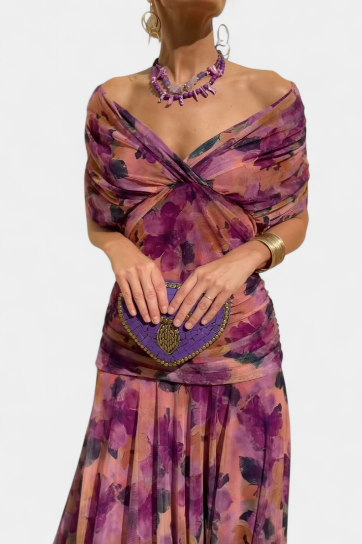 Delphine™ | Women's Chiffon Off-Shoulder Maxi Dress