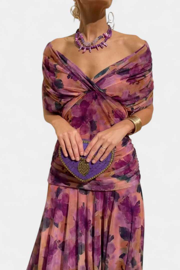 Delphine™ | Women's Chiffon Off-Shoulder Maxi Dress
