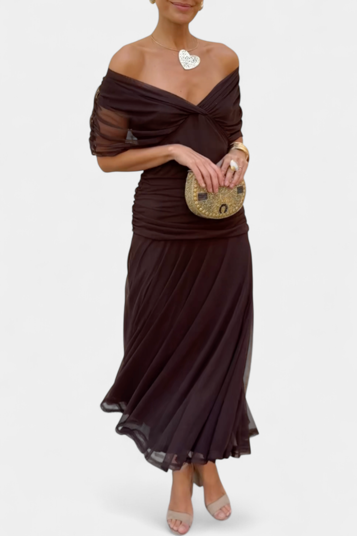 Delphine™ | Women's Chiffon Off-Shoulder Maxi Dress