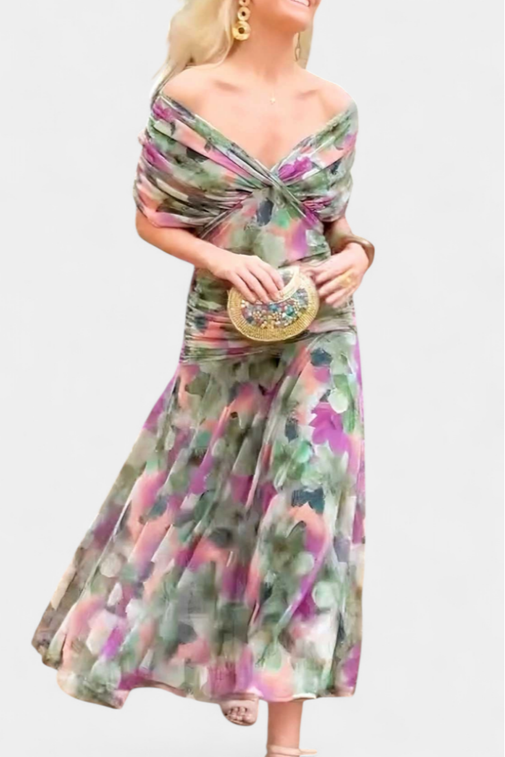 Delphine™ | Women's Chiffon Off-Shoulder Maxi Dress