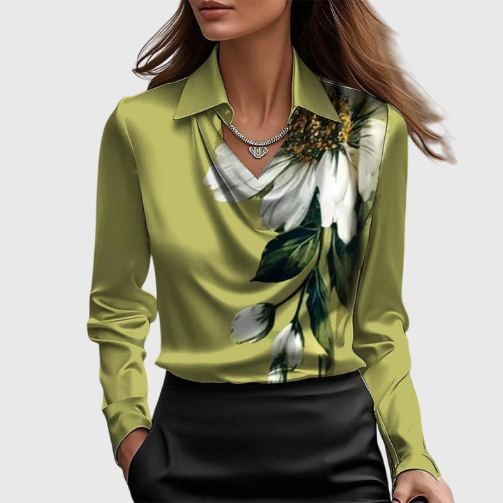 Elowen™ | Women's Satin Cowl Neck Blouse