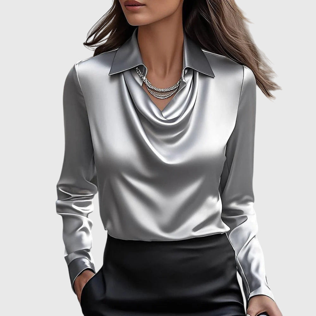 Elowen™ | Women's Satin Cowl Neck Blouse
