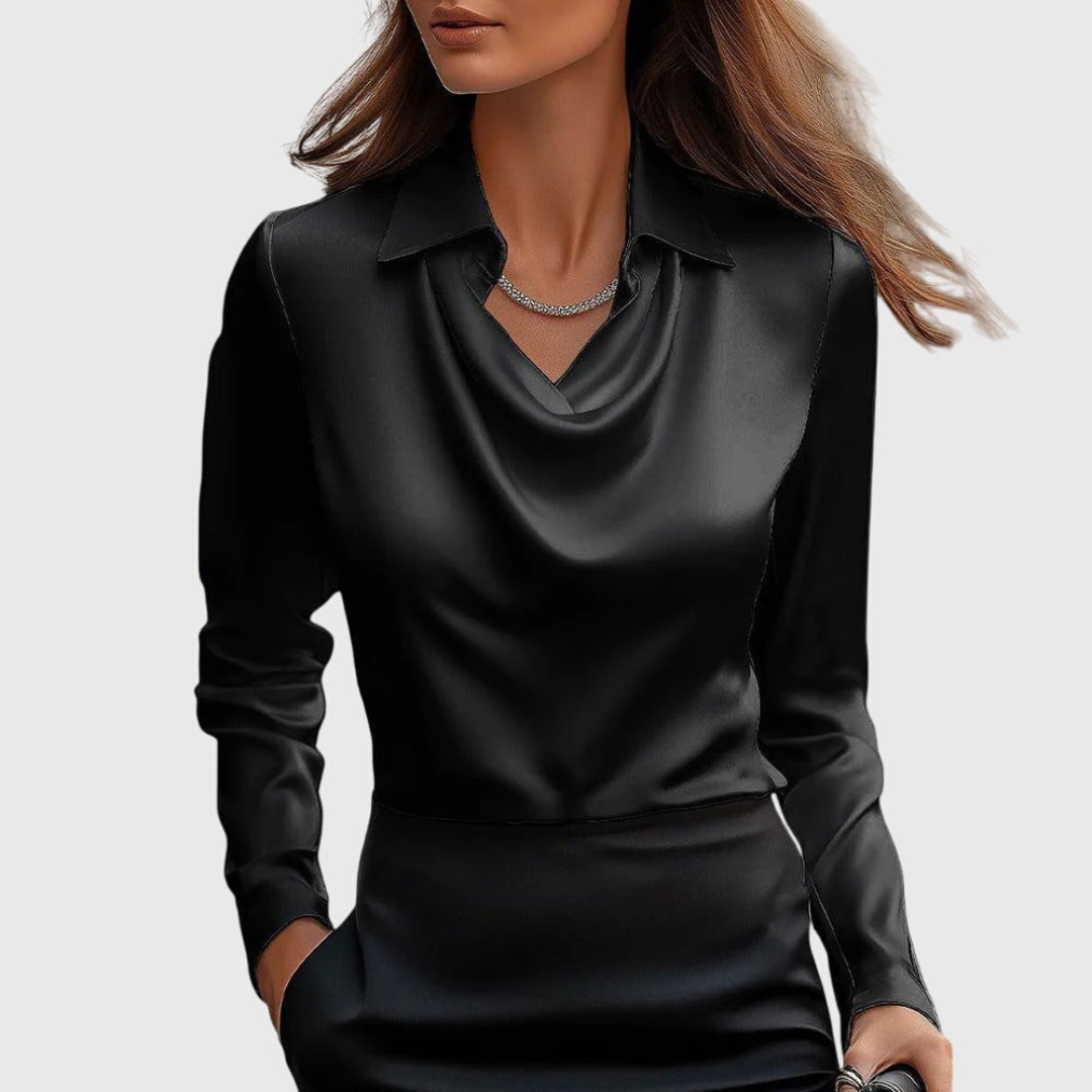 Elowen™ | Women's Satin Cowl Neck Blouse