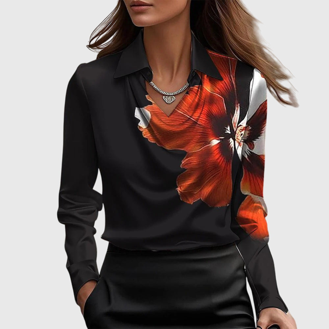 Elowen™ | Women's Satin Cowl Neck Blouse