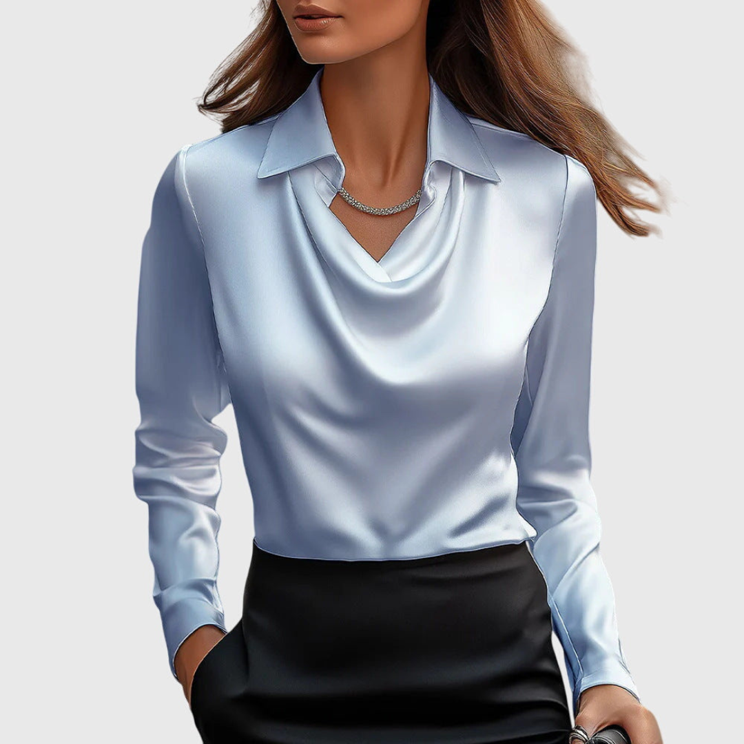 Elowen™ | Women's Satin Cowl Neck Blouse