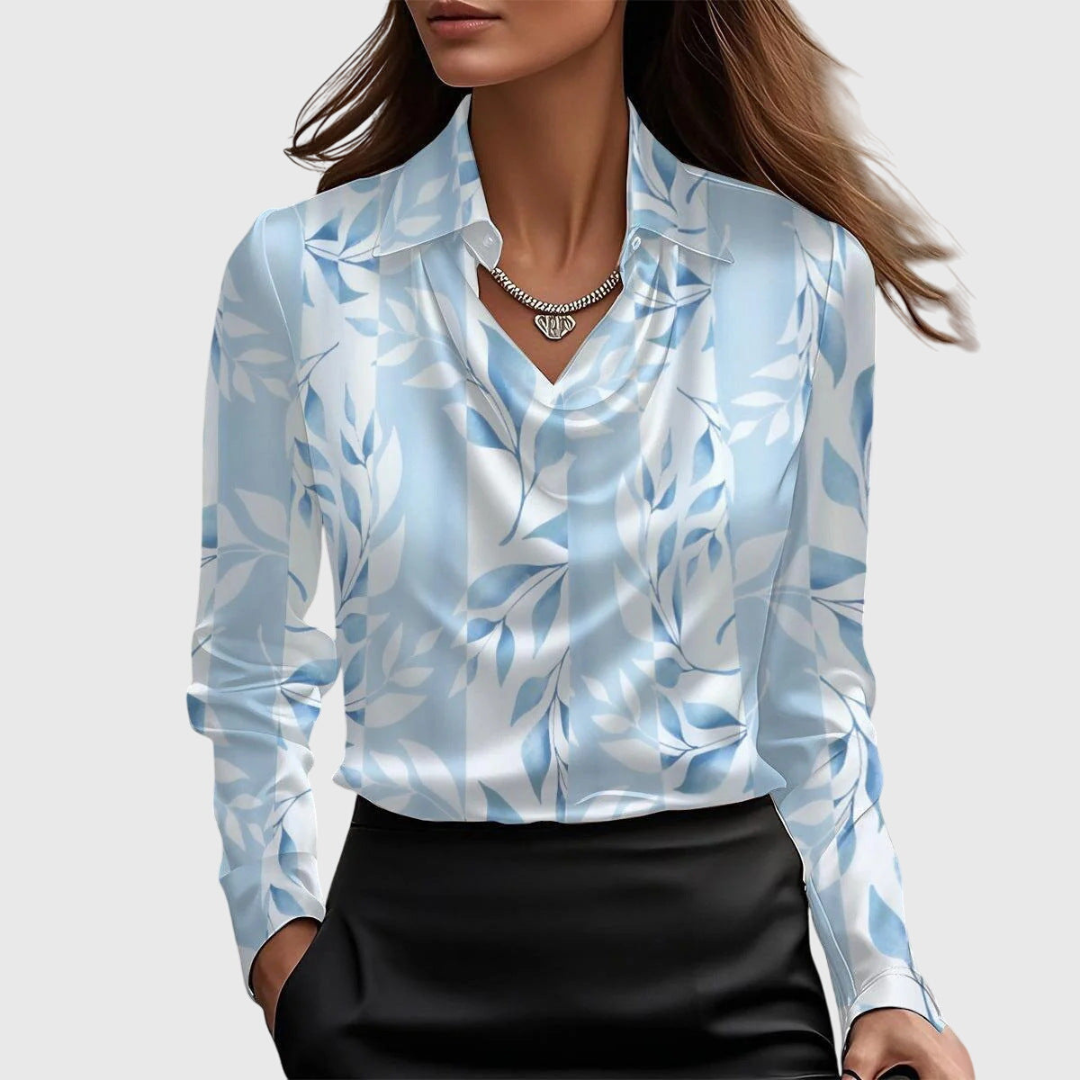 Elowen™ | Women's Satin Cowl Neck Blouse