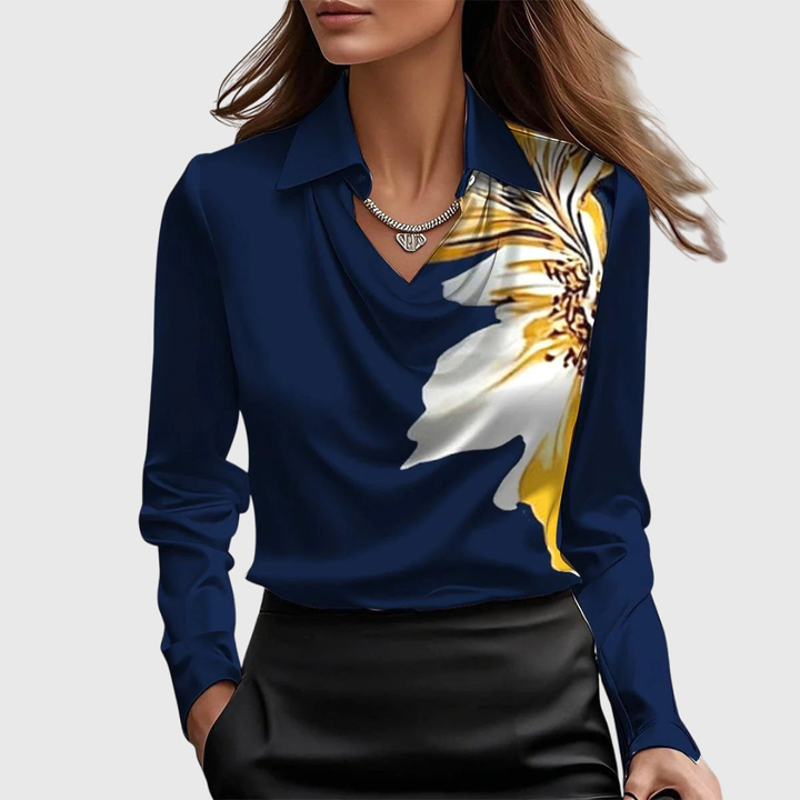 Elowen™ | Women's Satin Cowl Neck Blouse
