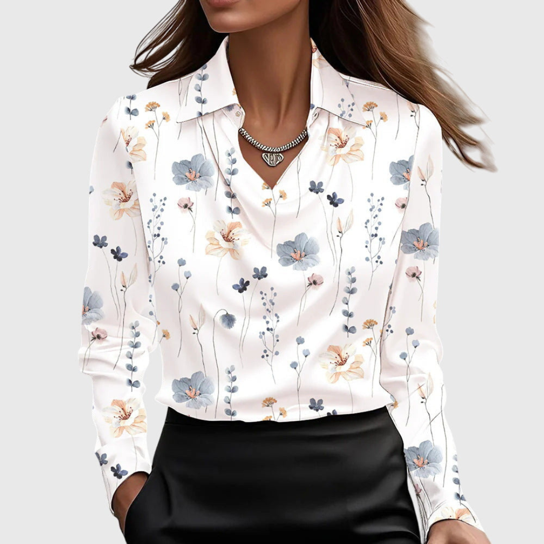 Elowen™ | Women's Satin Cowl Neck Blouse