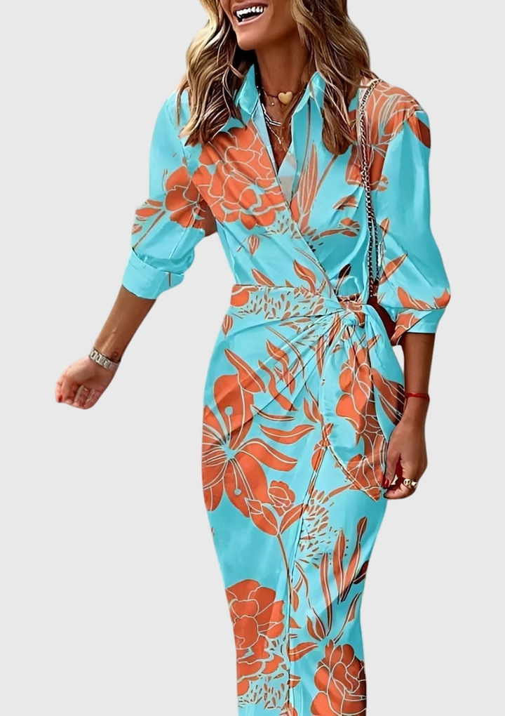 Esme™ | Women's Elegant Printed Wrap Maxi Dress