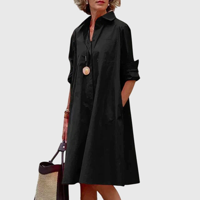 Estelle™ | Women's Soft Cotton Collared Shirt Dress