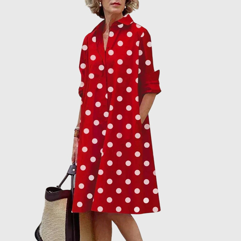 Estelle™ | Women's Soft Cotton Collared Shirt Dress