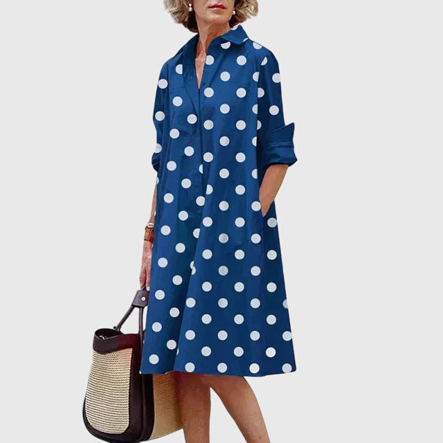 Estelle™ | Women's Soft Cotton Collared Shirt Dress