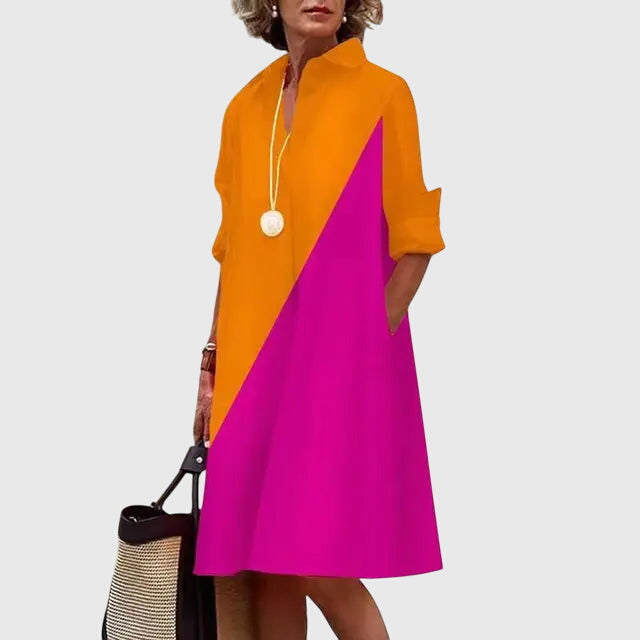 Estelle™ | Women's Soft Cotton Collared Shirt Dress