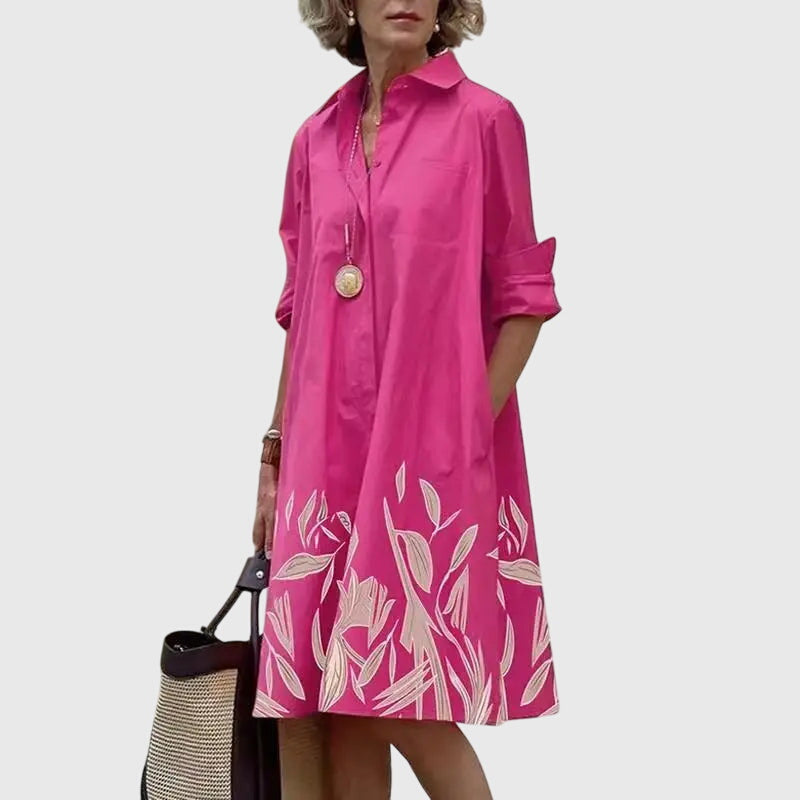 Estelle™ | Women's Soft Cotton Collared Shirt Dress