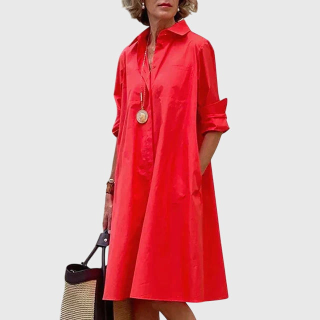 Estelle™ | Women's Soft Cotton Collared Shirt Dress