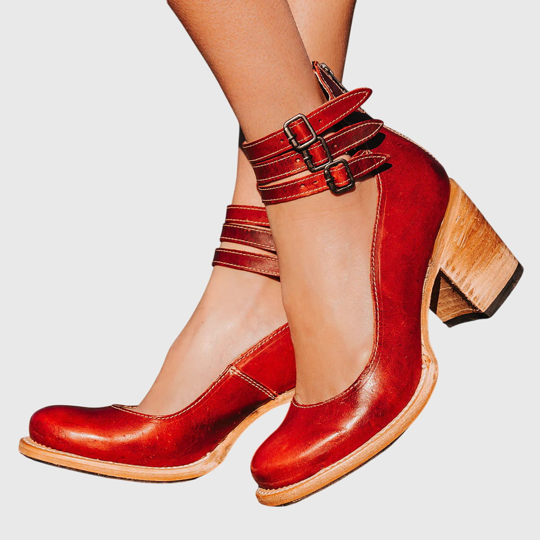 Florentine™ | Women's Leather Ankle-Strap Block Heels
