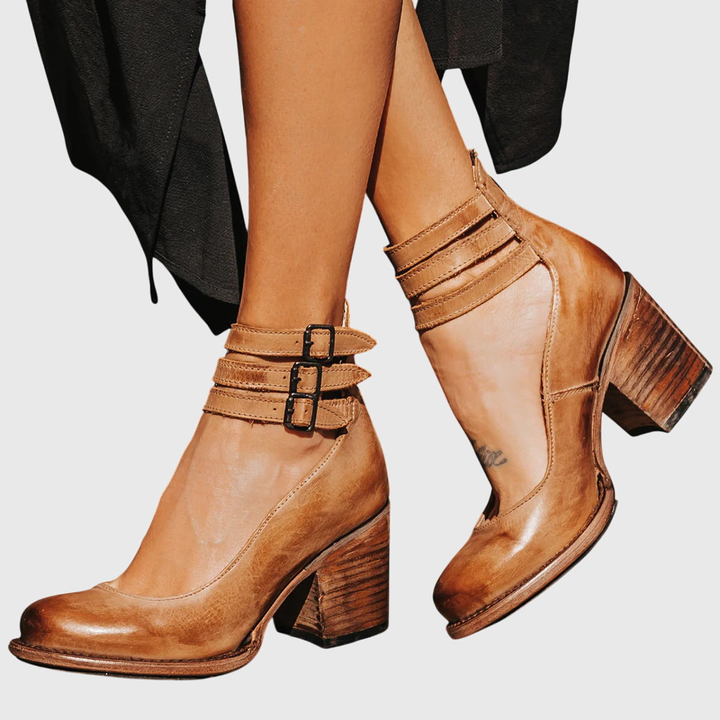 Florentine™ | Women's Leather Ankle-Strap Block Heels