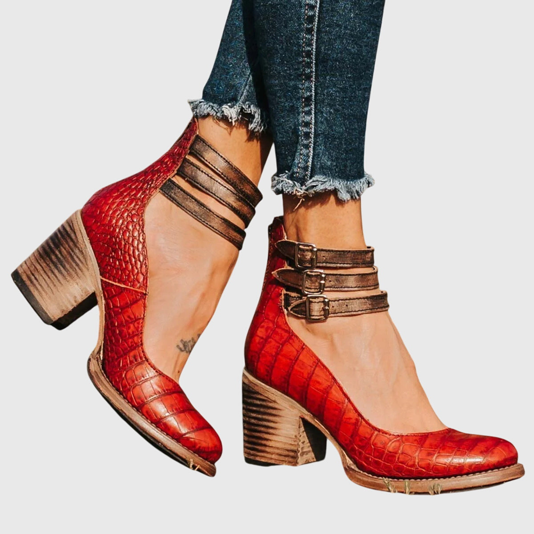 Florentine™ | Women's Leather Ankle-Strap Block Heels