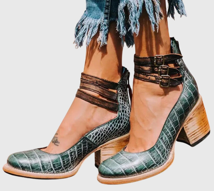 Florentine™ | Women's Leather Ankle-Strap Block Heels