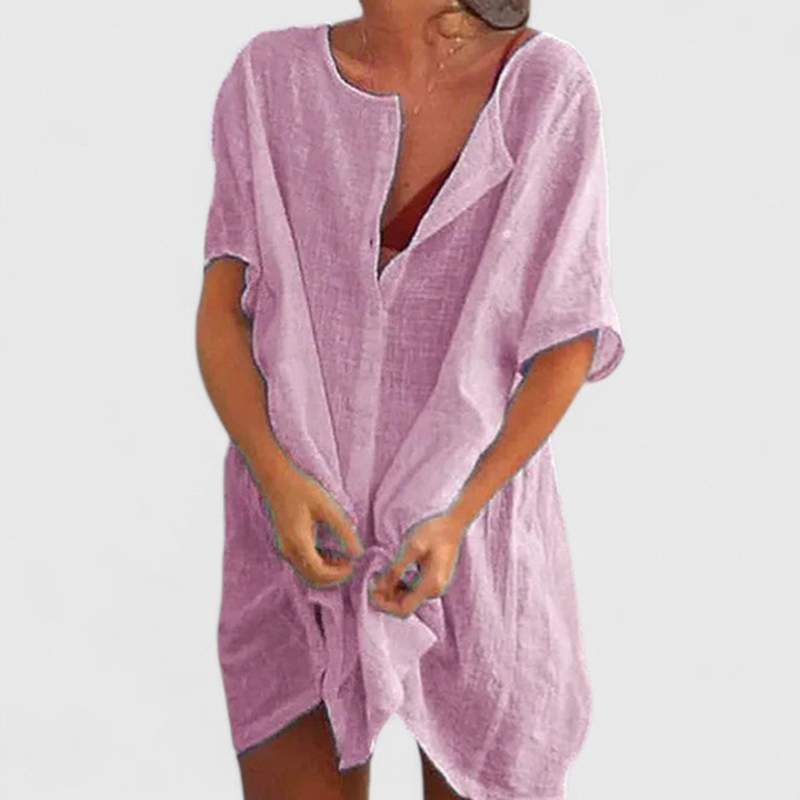 Imogen™ | Women's Linen Button-Front Tunic Dress