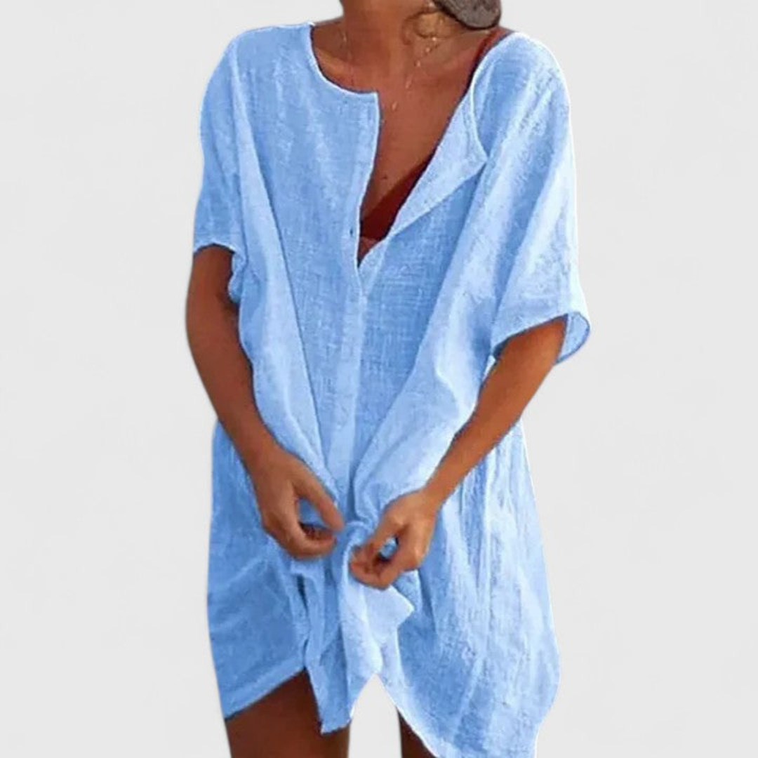 Imogen™ | Women's Linen Button-Front Tunic Dress