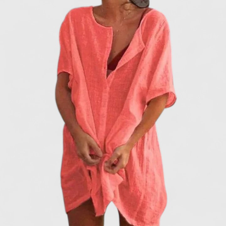 Imogen™ | Women's Linen Button-Front Tunic Dress