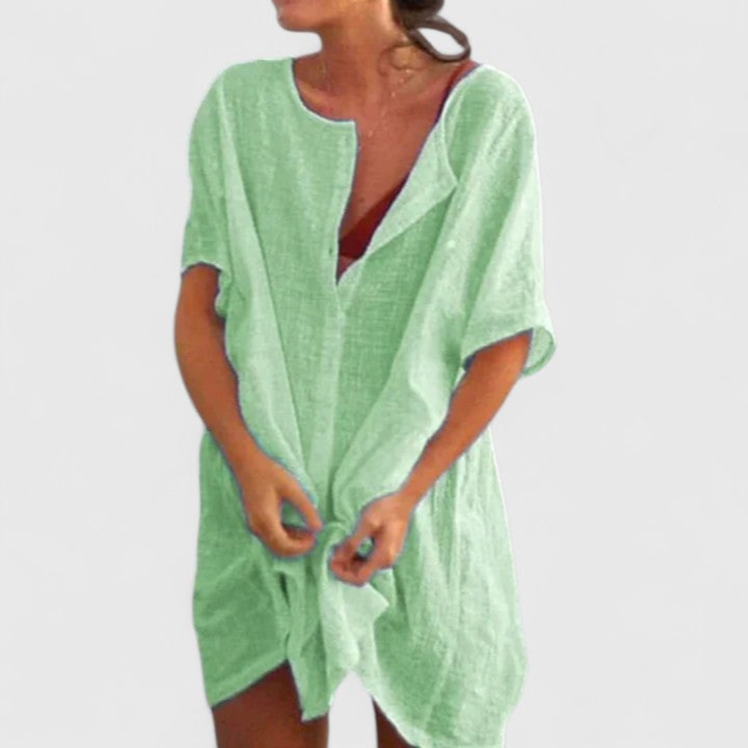 Imogen™ | Women's Linen Button-Front Tunic Dress