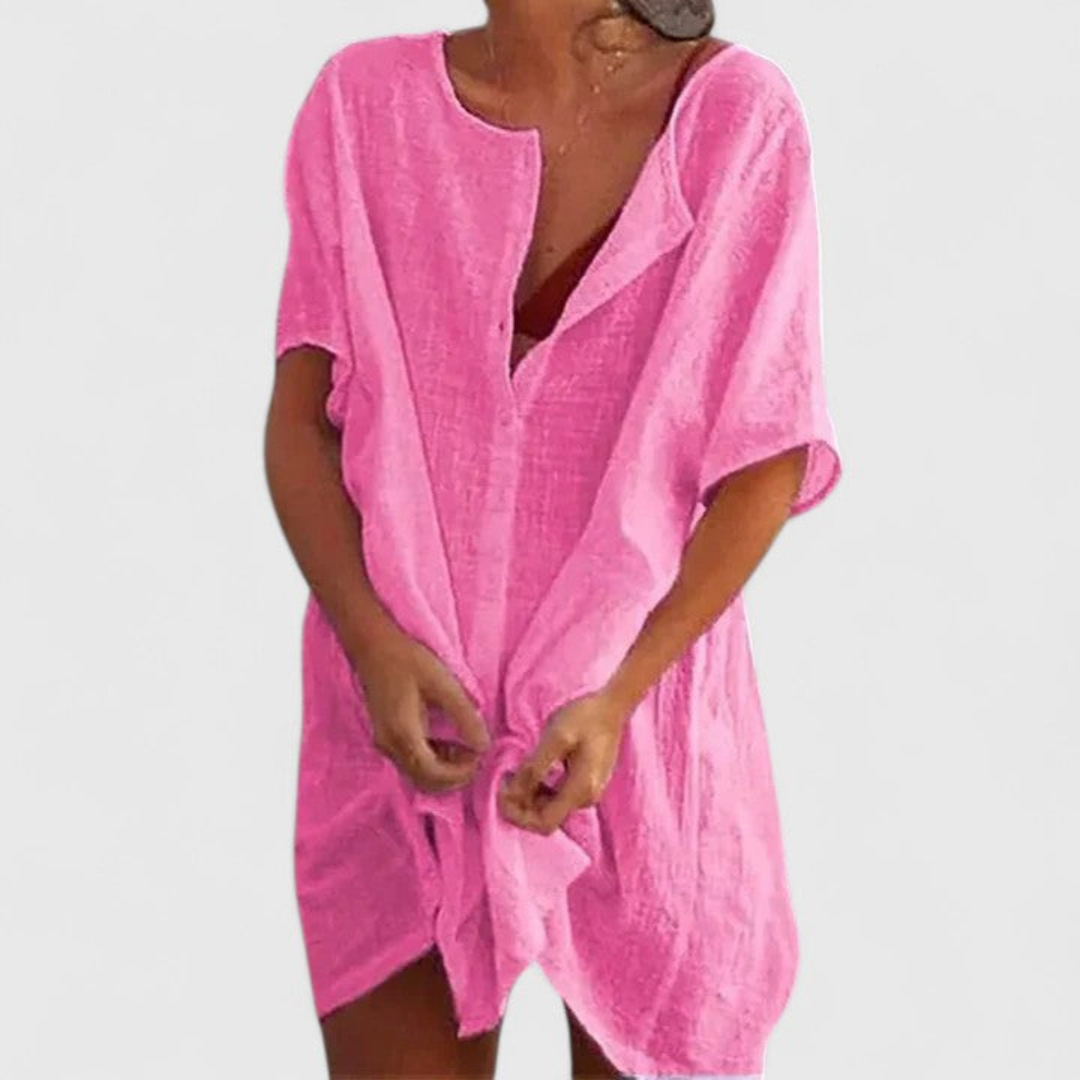 Imogen™ | Women's Linen Button-Front Tunic Dress